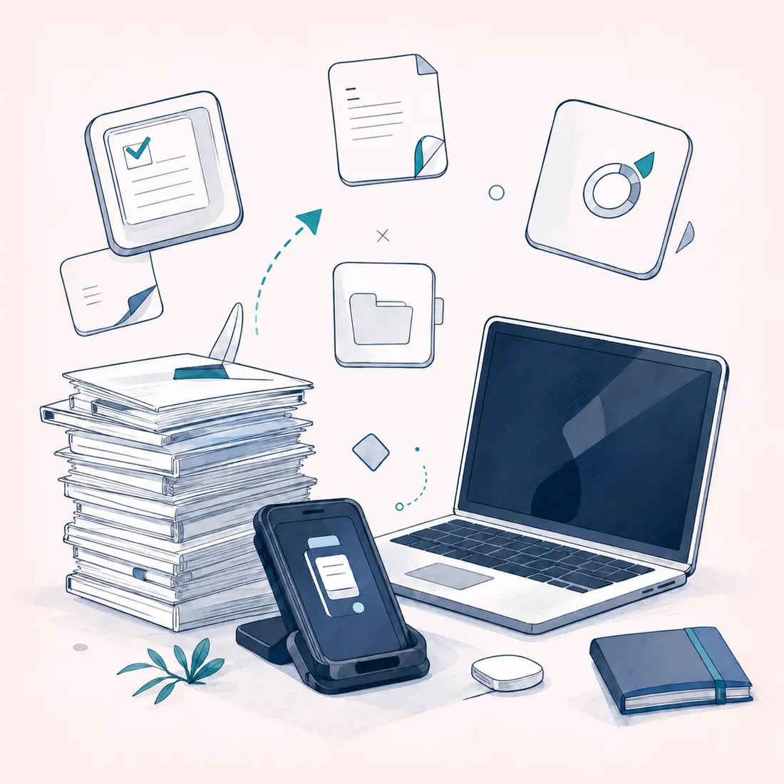 Automatización administrativa para digitalizar documentos, formularios, presupuestos, registros y tareas repetitivas