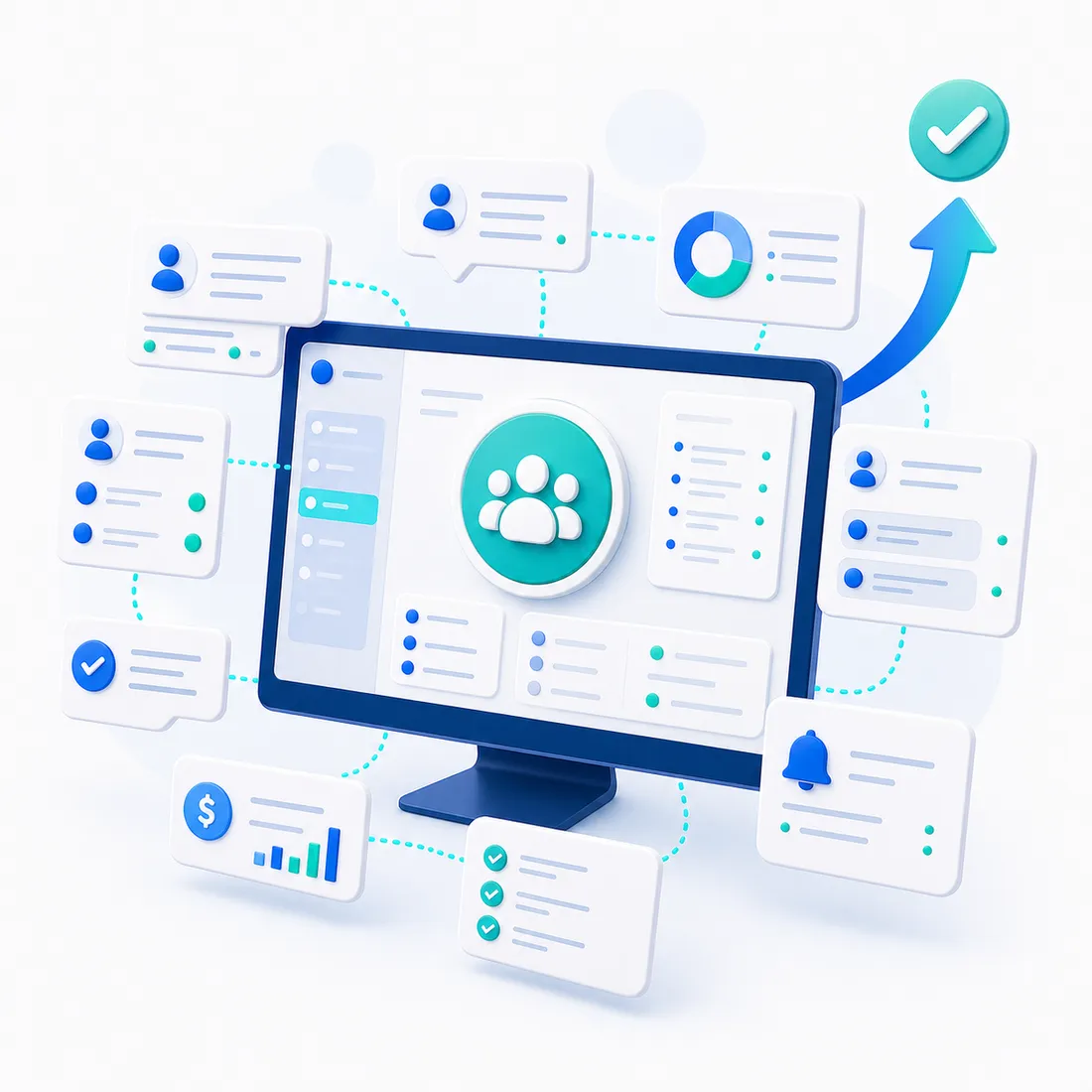 Gestión centralizada de clientes con seguimiento comercial, tareas, presupuestos, avisos e informes conectados