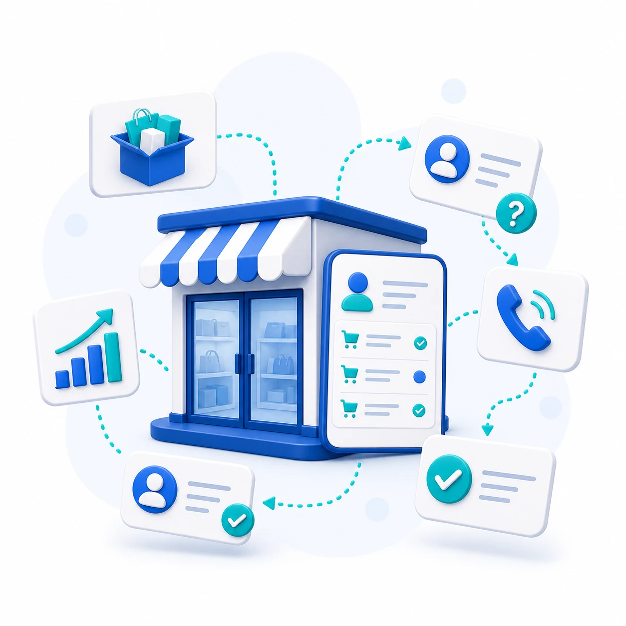 Automatización para comercios con atención al cliente, llamadas, consultas de productos, pedidos y seguimiento comercial