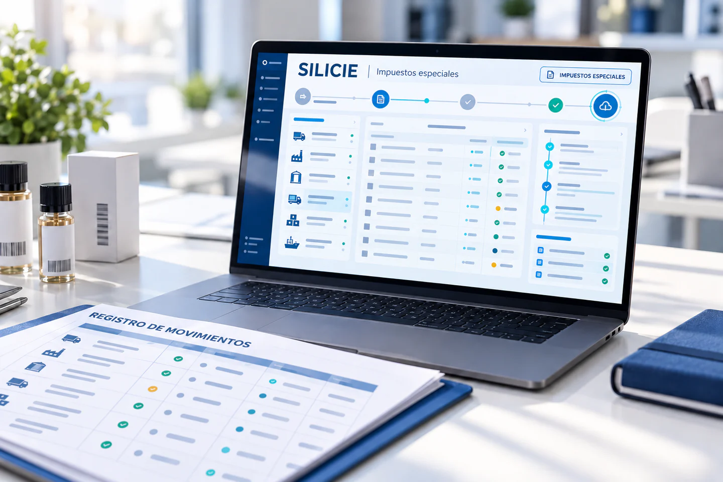 Gestión digital de SILICIE e impuestos especiales con registros de movimientos, controles, estados e historial trazable